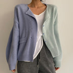 Damen Kuscheliger Strickcardigan mit hohen Ärmeln und einzigartigem Design
