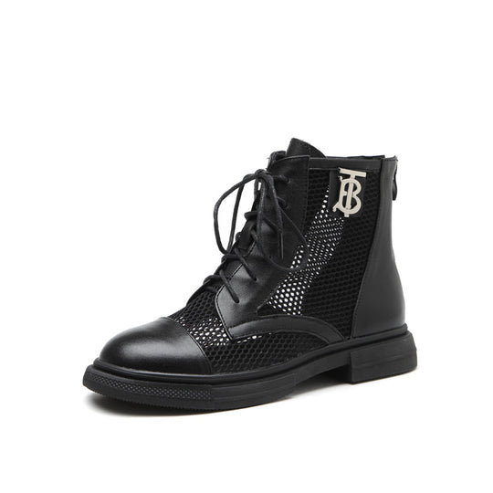 Damen Luftige Schnürstiefeletten aus Mesh und Leder R&B