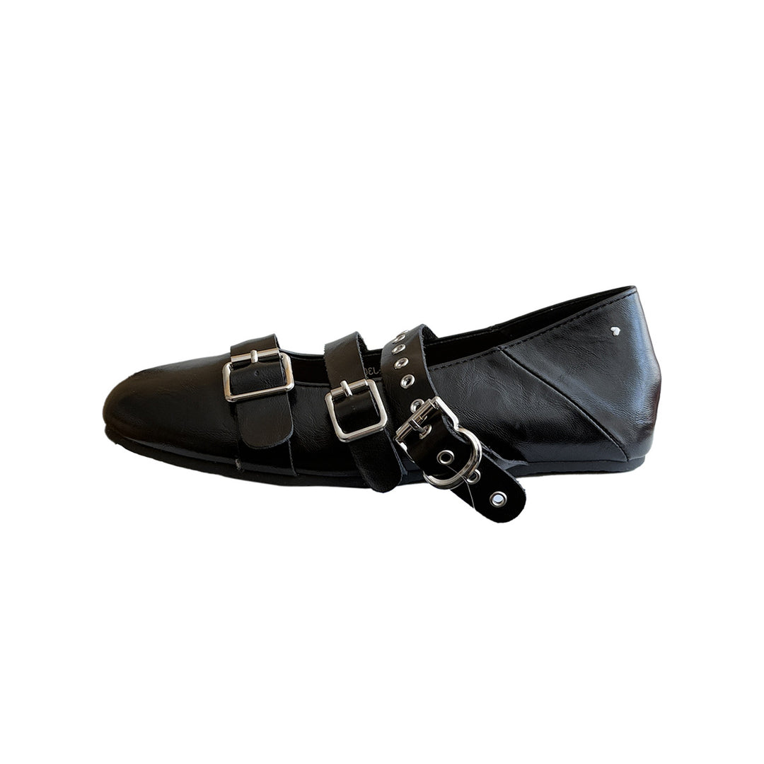 Damen Glänzende Ballerinas mit Riemen und Schnalle R&B