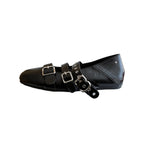 Damen Glänzende Ballerinas mit Riemen und Schnalle