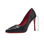 Damen spitze High Heel Pumps mit eleganter Faltenverzierung R&B