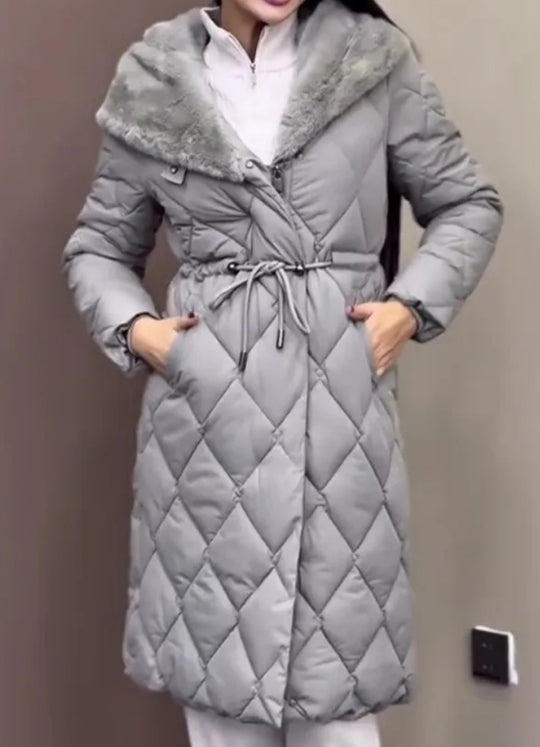 Steppjacke Damen kuschelig mit gefüttertem Kragen und Gürtel