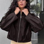 Damen modische cropped jacke mit voluminösen Ärmeln R&B