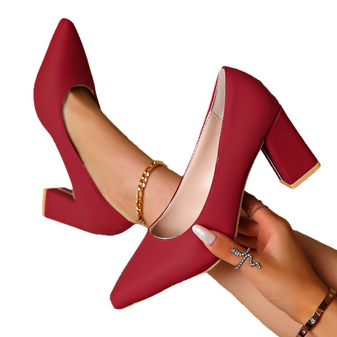 Damen Elegante Pumps mit modischem Blockabsatz und spitzem Design R&B