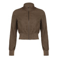 Damen modische cropped Jacke mit Stehkragen und Reißverschluss R&B