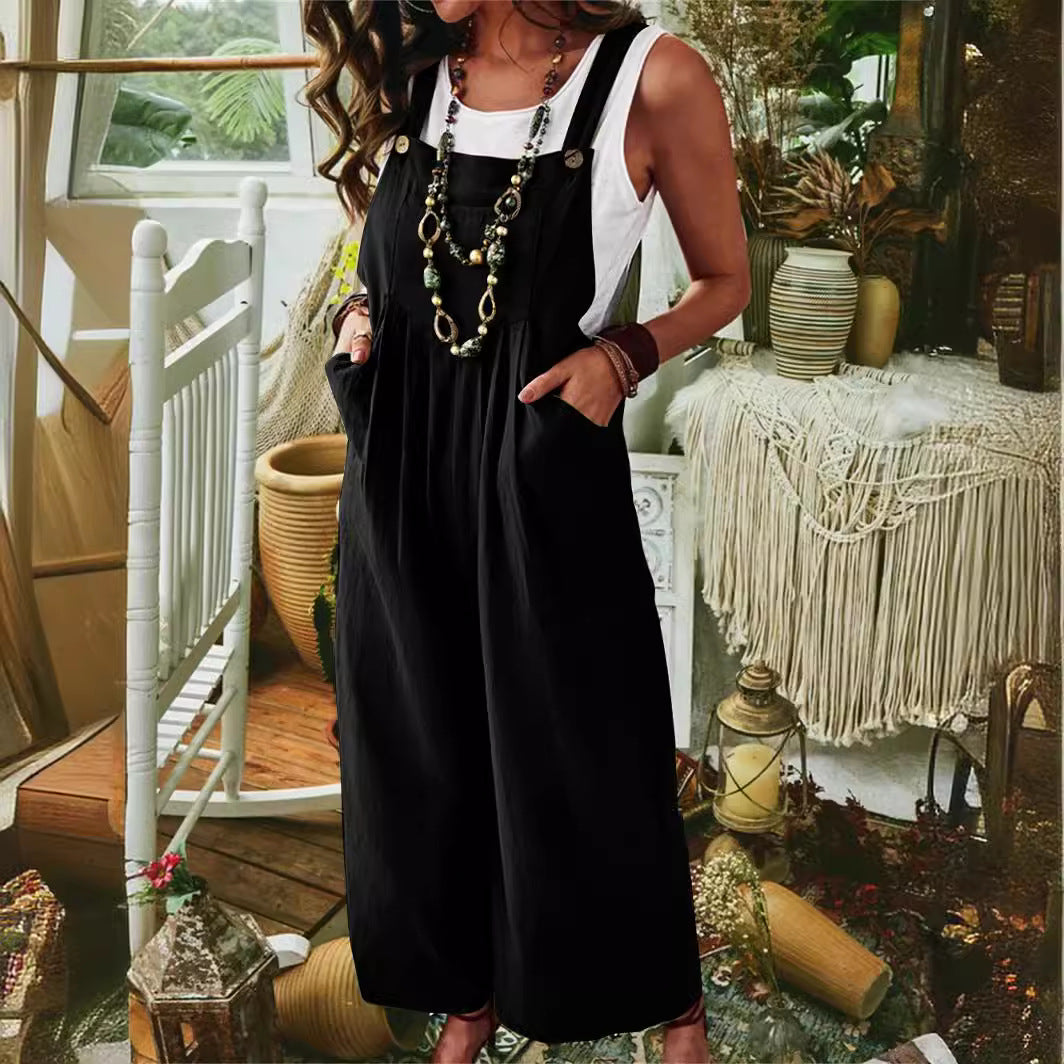 Damen Lässiger Jumpsuit mit praktischem Taschendesign und weiten Beinen R&B