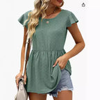 Damen Sommerliches Blusenshirt mit Rüschendetails R&B