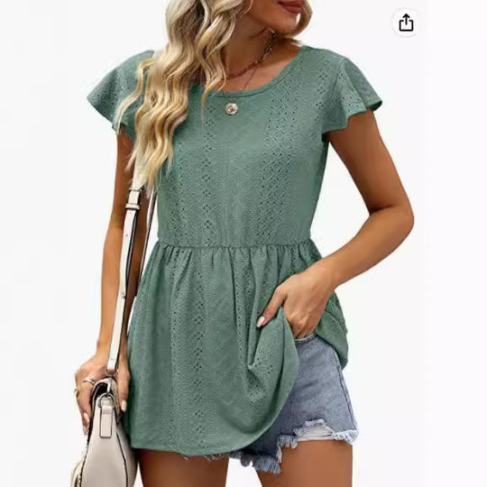 Damen Sommerliches Blusenshirt mit Rüschendetails R&B