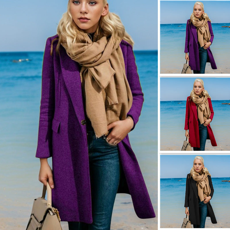 Damen Eleganter Trenchcoat mit Doppelknopfleiste und hochwertigem Material R&B