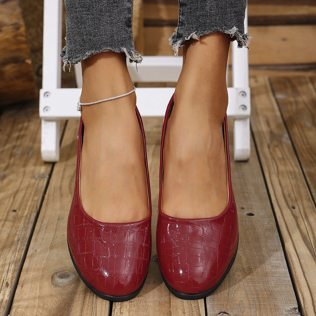 Damen elegante Ballerinas mit glänzender Krokodilprägung R&B
