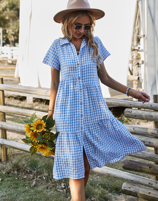R&B | Hemdkragen kariertes Kleid