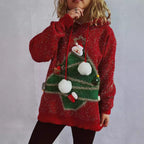 Damen festlicher Hoodie mit weihnachtlichem Motiv und 3D-Applikationen R&B