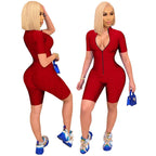 Damen Sportlicher Jumpsuit mit Reißverschluss und figurbetontem Schnitt R&B