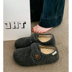 Damen Fleece Clogs mit praktischem Knopfverschluss und rutschfester Sohle R&B