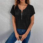 Frauen Rippentaschen Zip-Up Top R&B