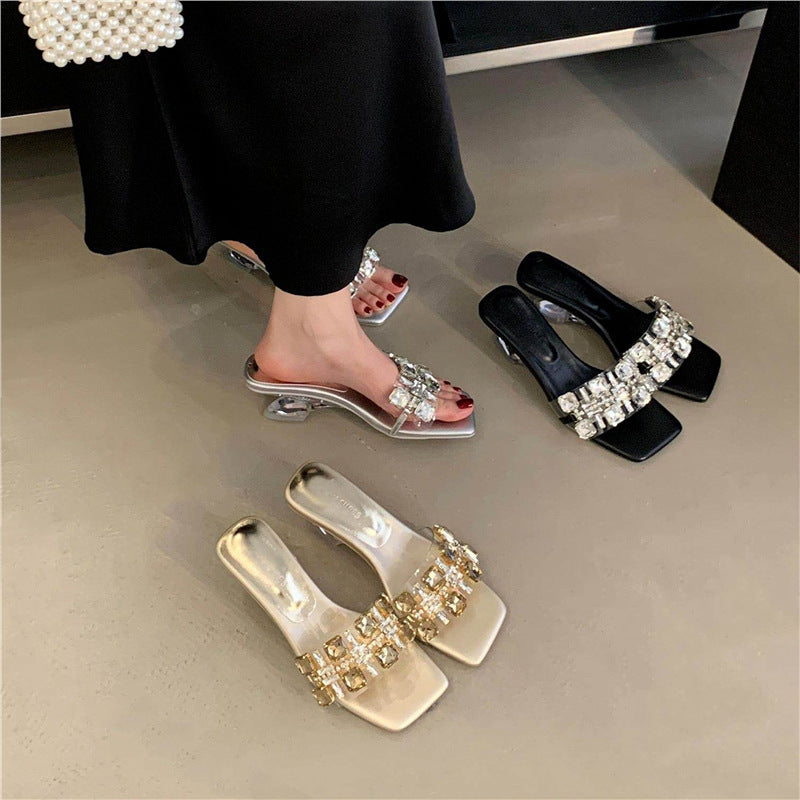 Damen Glamouröse Mules mit funkelnden Strassakzenten R&B