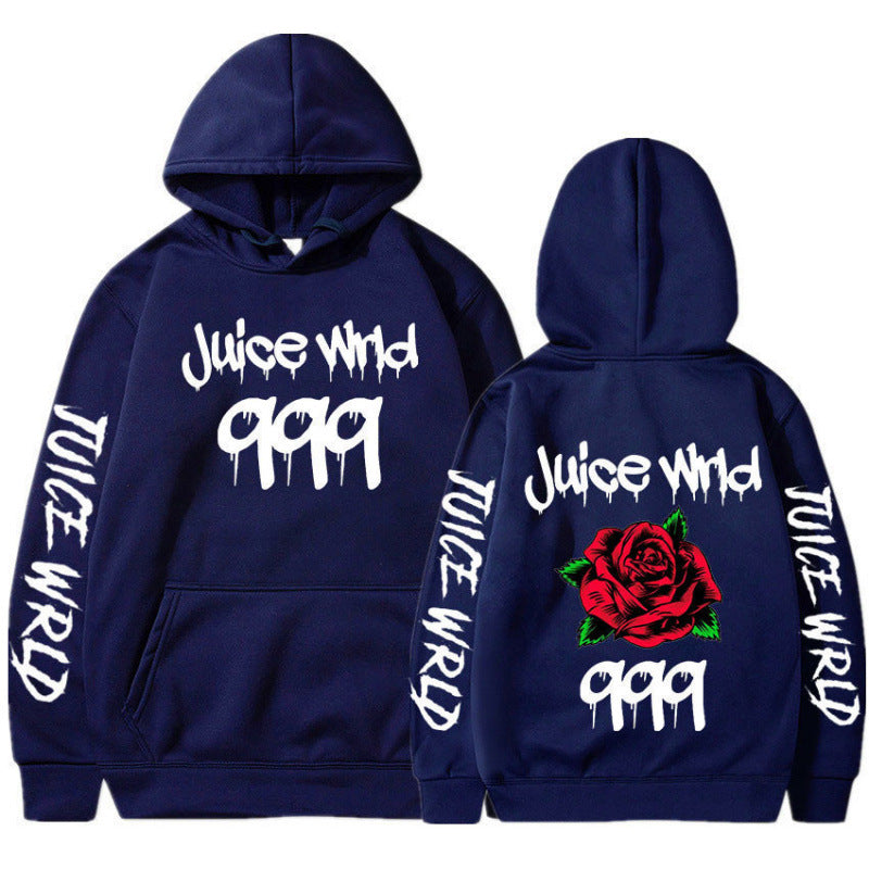Damen Kapuzenpullover mit auffälligem Grafikdesign und romantischem Rosenmotiv