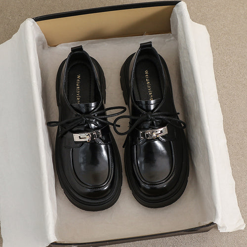 Damen modische Schnürschuhe mit blockartigem Absatz und eleganter Schnallenverzierung R&B