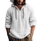 Herren lässiger Kapuzenpullover mit Knopfleiste und praktischen Taschen R&B