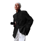 Damen Modischer Oversized Blazer mit strukturiertem Kragen und eleganten Knopfdetails R&B