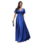 Damen Maxikleid mit fließendem Satin und luftigen Ärmeln R&B