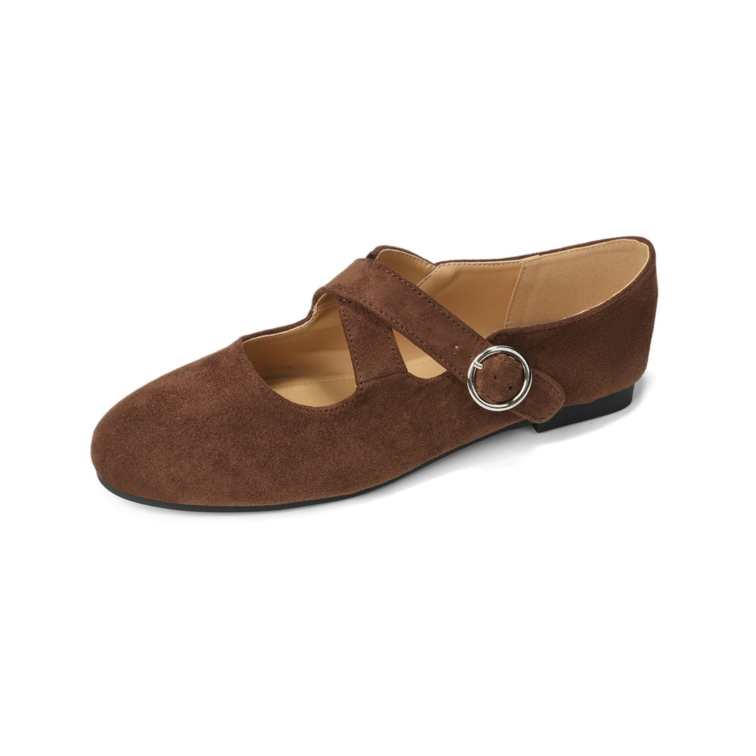Damen Ballerinas mit modernem Riemen und eleganter Schnalle R&B