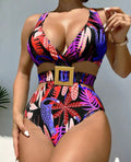 Damen Einteiliger Badeanzug mit modischem Cut-Out und eleganter Schnalle R&B