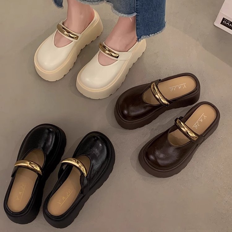 Damen Modische Plateau-Clogs mit glänzendem Detail und rutschfester Sohle R&B