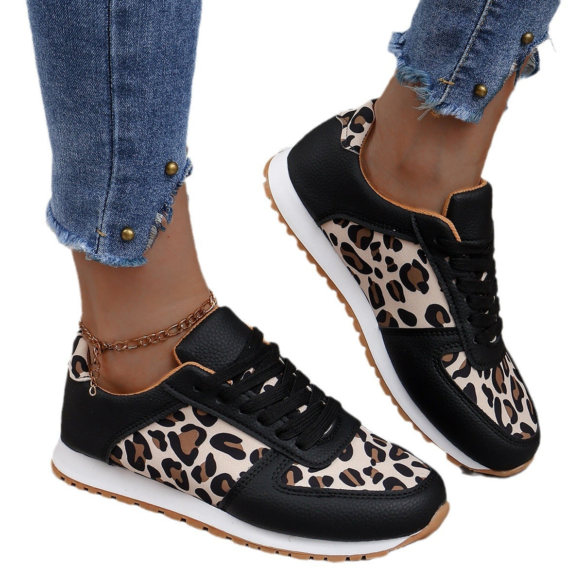 Damen modische Sneakers im angesagten Leomuster mit komfortabler Dämpfung EB