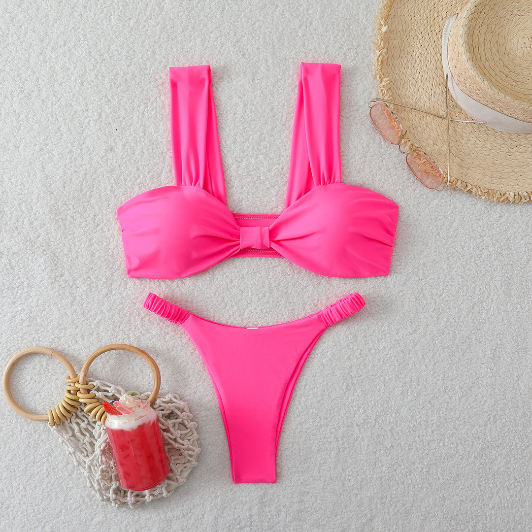 Damen Bandeau-Bikini mit breiten Trägern und dekorativem Schleifenelement R&B