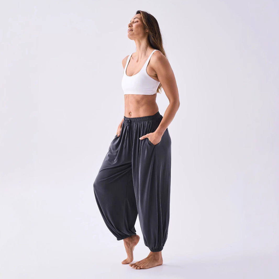 Damen lässige Freizeithose mit elastischem Bund und seitlichen Taschen R&B