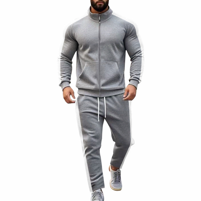 Herren Sportlicher Trainingsanzug mit modernem Stehkragen und praktischen Taschen R&B