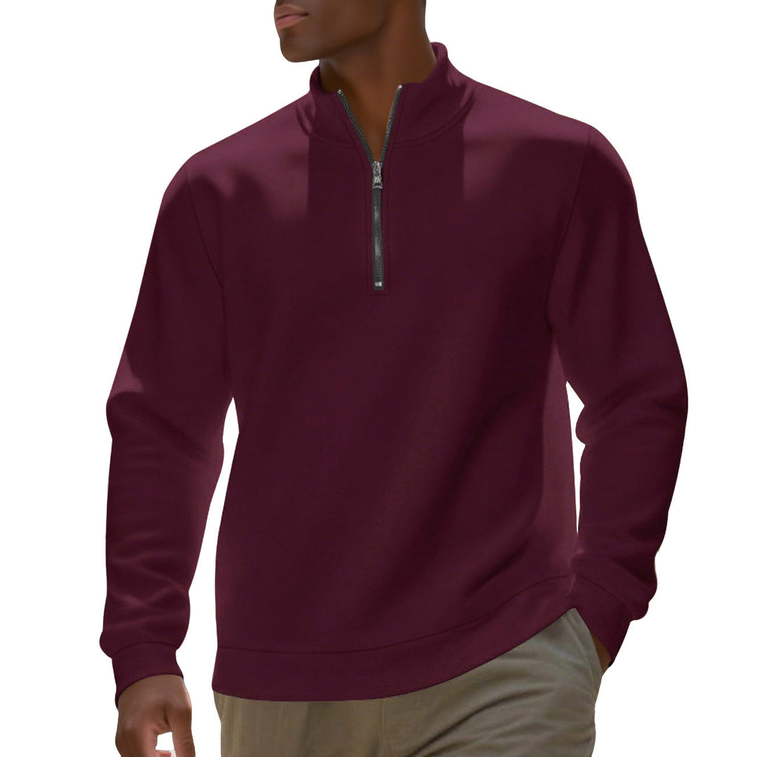 Herren nan Halbzip-Sweatshirt aus Baumwollmix mit Stehkragen, weichem Innenfutter und Rippbündchen R&B