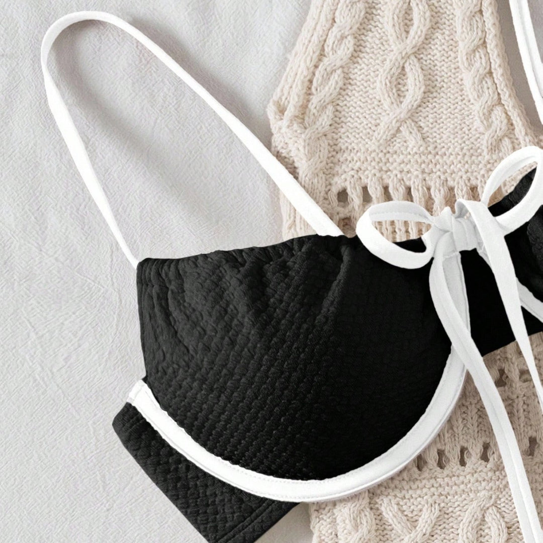 Damen Bikiniset mit feinem Wellenmuster und verstellbaren Trägern R&B