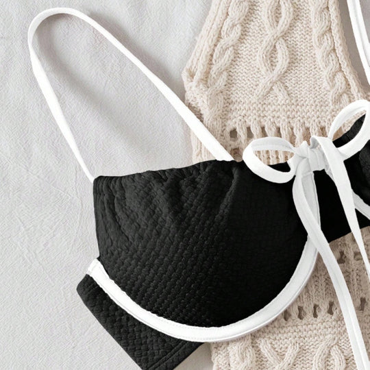 Damen Bikiniset mit feinem Wellenmuster und verstellbaren Trägern R&B