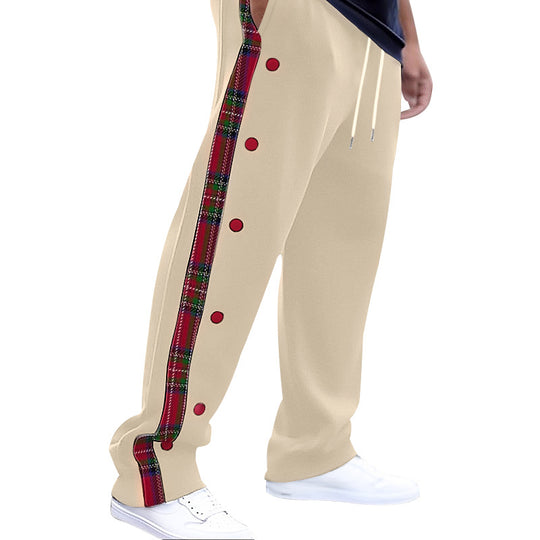 Herren Sportliche Freizeithose mit Knopfleisten und Karomuster R&B