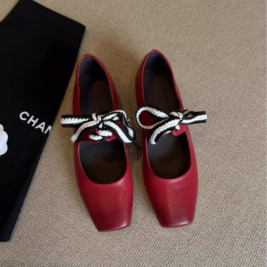 Damen elegante Ballerinas mit modischem SchnürDesign und komfortablem Blockabsatz R&B