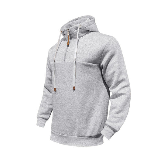 Herren Sportlicher Kapuzenpullover mit halbem Reißverschluss und Kordelzug R&B