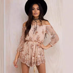 Damen Elegantes Playsuit mit floralen Paillettenverzierungen und off-shoulder Design R&B