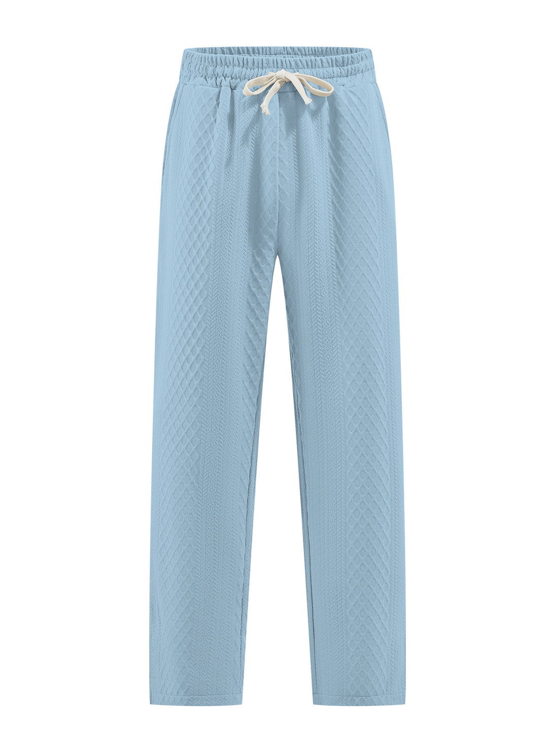 Damen nan komfortable strukturierte Loungehose mit elastischem Kordelbund und geradem Bein R&B