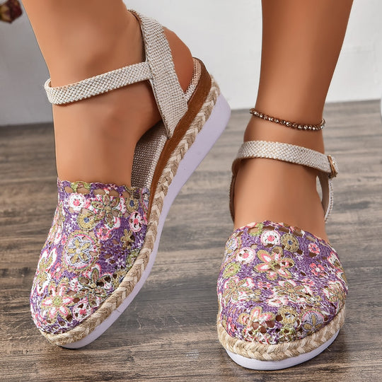 Damen Espadrilles mit Häkel-Design und verstellbarem Riemen R&B