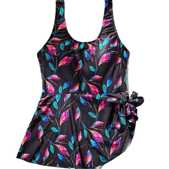 Damen Einteiler-Badeanzug mit floralem Design und Wickelrock R&B