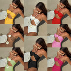 Damen Einteiliger Badeanzug mit raffinierten Cut-Outs und Blumenapplikationen R&B