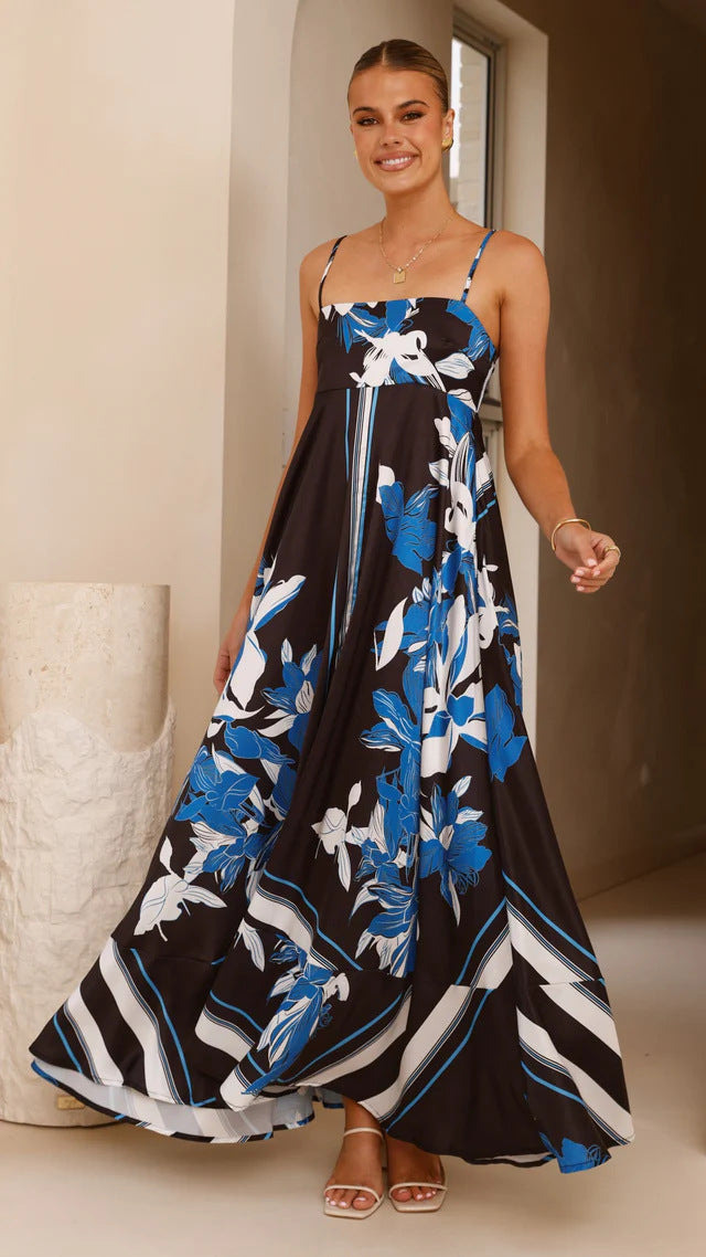 Damen Maxikleid mit floralem Motiv und fließendem Schnitt R&B