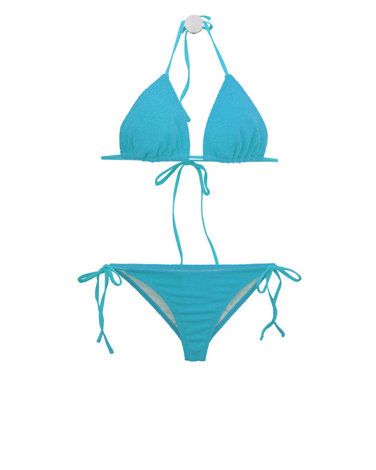 Damen Triangel-Bikini-Set mit verstellbaren Trägern und dekorativem Knoten R&B