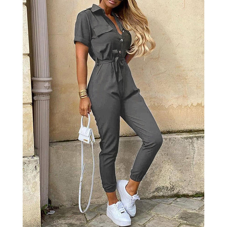 Damen Modischer Jumpsuit mit praktischen Taschen und tailliertem Schnitt R&B