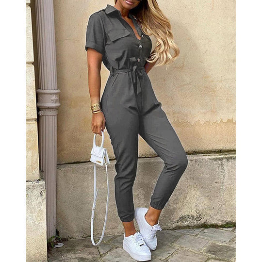 Damen Modischer Jumpsuit mit praktischen Taschen und tailliertem Schnitt R&B