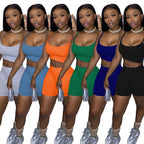 Damen Sportliches Set mit figurbetonendem Crop-Top und Shorts R&B