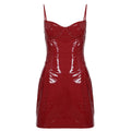Damen figurbetontes Minikleid mit glänzender Oberfläche R&B