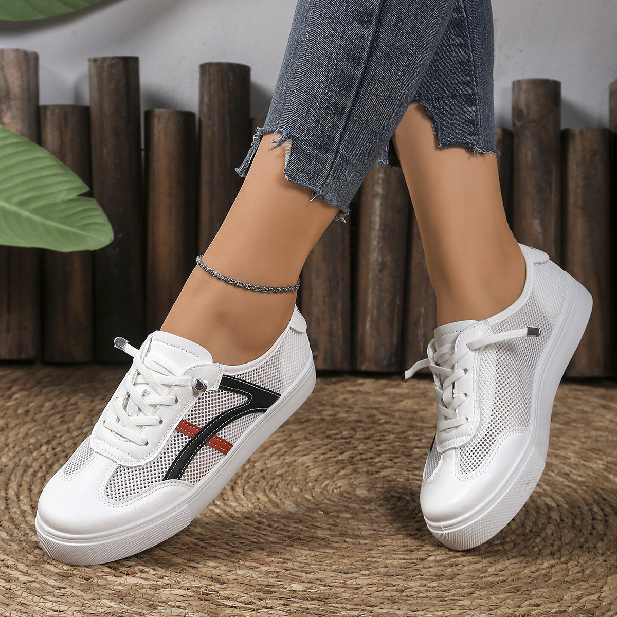 Damen Sportliche Sneakers mit atmungsaktivem Mesh-Obermaterial und flexiblem Fußbett R&B